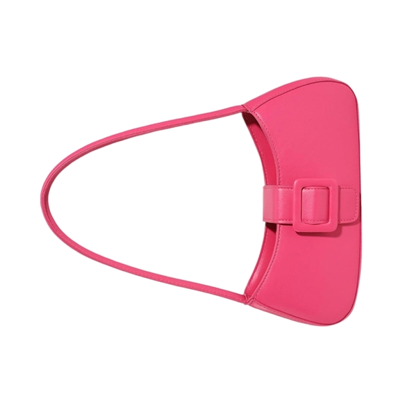 NWOT Simple Pink Crescent Shoulder Bag with Snap Closure - Picture 3 of 5